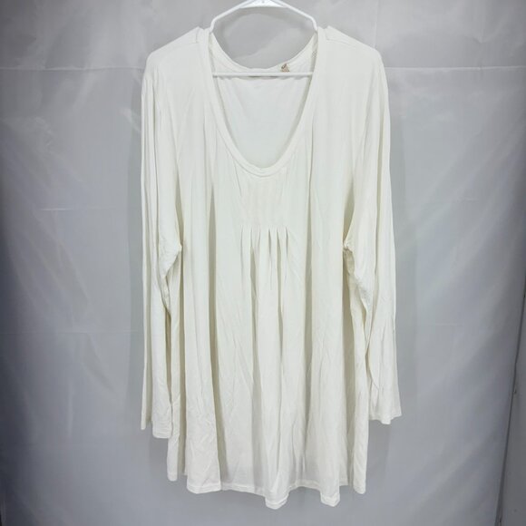 Soft Surroundings Women 3X Long Sleeve Tunic Top Blouse White Pleated Stretch - Picture 1 of 8